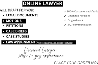 draft legal documents, petition, motions, lawsuits
