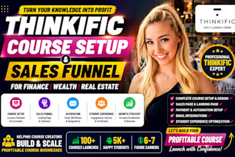 finance, wealth thinkific online course setup real estate course sales funnel
