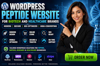create a wordpress peptide wordpress for biotech and healthcare brands