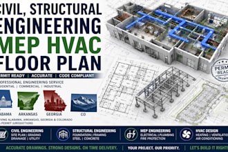 civil, structural engineering mep hvac floor plan in california illinois maine