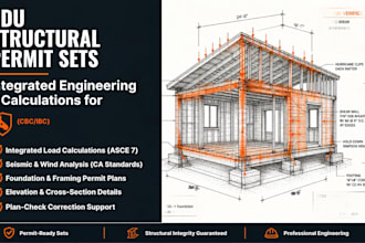 design adu permit set with structural drawings and load calculations
