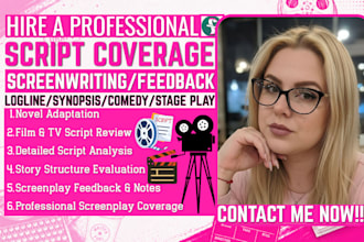 provide script coverage feedback, notes for TV, film screenplay, story analysis