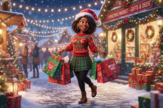 do children christmas illustration, christmas poster card, christmas storybook