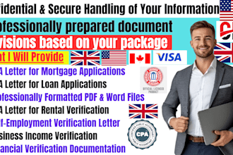 provide a professional CPA letter for mortgage, loan, and rental applications