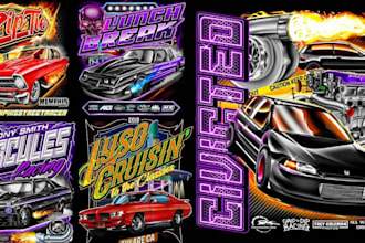 draw retro automotive tshirt designs