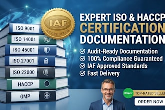 iso 9001, 14001, 45001, 27001, 22000, haccp, gmp iaf certification documentation