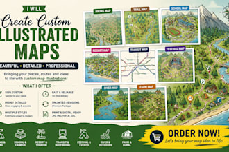 create custom hiking, trail, school, resort, transit, festival, river, farm map