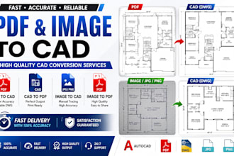 convert pdf to dwg, pdf to cad, redraw 2d floor plan, sketch to image drawing