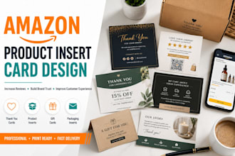 design amazon product insert card, thank you card, package insert, gift cards