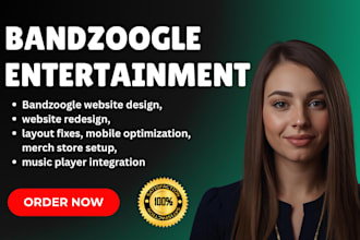 redesign you music entertainment website for your career, bandzoogle merch store