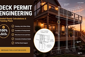 prepare deck permit drawings with structural drawings and framing plan details