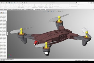 3d cad drone parts, uav frame design, fpv drone, product design, solidwork