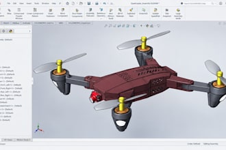 3d cad drone parts, uav frame design, fpv drone, drone landing gear in solidwork