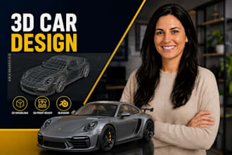 do 3d car modeling, 3d car, police car, rc car, blender car for 3d printing