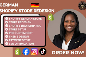 design german shopify store redesign shopify website, automated dropshipping
