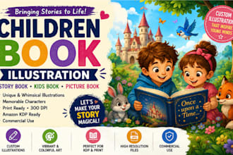illustrate children book, story book, kids book and book cover