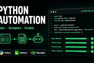 create python automation script, web scraper and selenium bot for you
