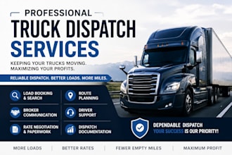 be your professional truck dispatcher for USA carriers and owner operators