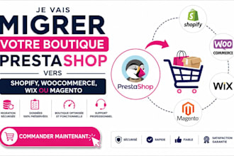 do prestashop store migration to shopify woocommerce, wix or magento