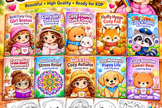 provide 10 cozy coloring book bundles with covers