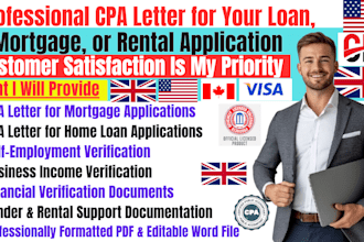 create a professional CPA letter for loan and mortgage applications