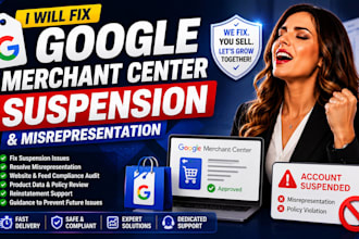 fix google merchant center suspension and misrepresentation