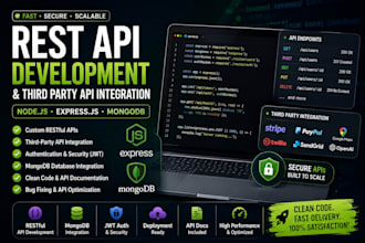 develop custom rest api and webhook integration in node js express