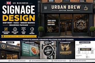 design complete UK shop signage, fascia, window graphics and branding
