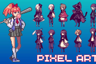 do pixel art character animation art design sprite sheet pixel game art scene