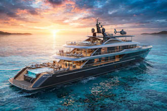 design 3d yacht, luxury yacht rendering, boat modeling and animation