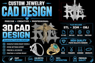 design custom sketch to cad, jewelry cad, ring, pendant, grillz for 3d printing