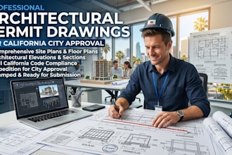 draft architectural permit drawings for california city approval