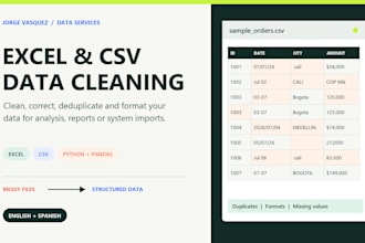 clean, format, and organize your excel or CSV data