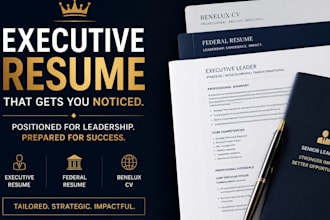 write executive resume, federal resume, benelux CV for senior leaders