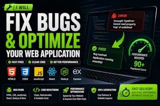 fix HTML CSS javascript react node js bugs and optimize web performance