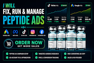 do peptide marketing, fix or run peptide ads on fb ig google tiktok for sales
