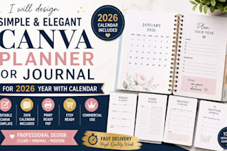 design a simple and elegant canva planner or journal for 2027 year with calendar