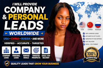 provide verified company and personal leads worldwide USA china russia and more