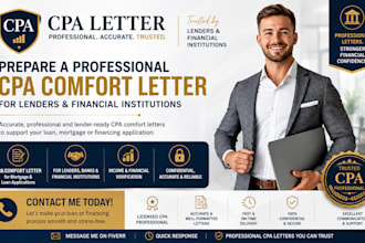 prepare a CPA comfort letter for lenders and financial institutions