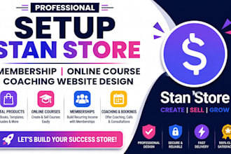 setup stan store membership online course coaching website stan store design