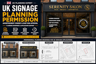 prepare planning drawings for UK shop signage approval