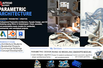 design parametric architecture, facedes and 3d models in rhino and grasshopper
