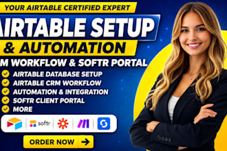 setup airtable database, airtable crm workflow, airtable automation softr portal