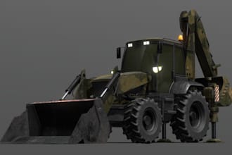 model 3d realistic farming simulator, excavator, harvester, 3d printing, blender