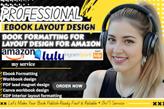 ebook design, book interior design book formatting journal design for amazon kdp