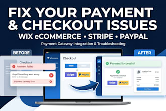 integrate and fix payment gateway stripe paypal checkout issues for wix website