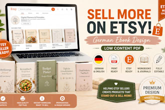 design bilingual german ebook,low content pdf etsy digital product seller shop