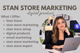 setup stan store, marketing digital product setup upload stan store design