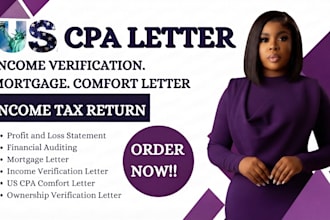 provide US CPA letter, audit financial statement, income verification CPA letter