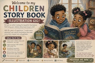 create beautiful childrens storybook illustrations and custom book artwork